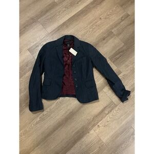 Banana Republic Womens Navy Blue Pinstripe Cotton Blazer Jacket 575650-00-1